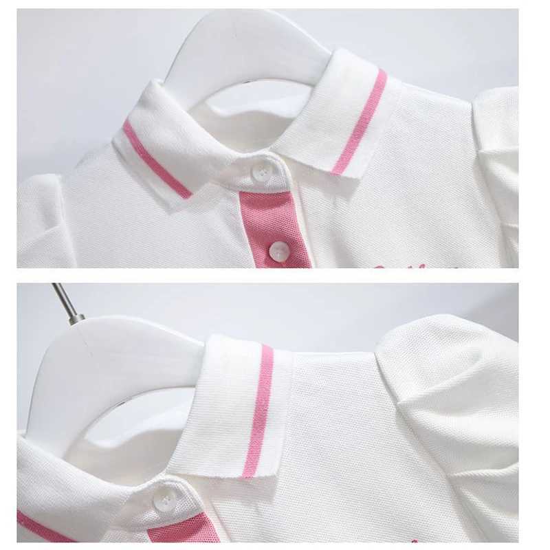 1pcs Summer Childrens Dress Girls Korean Edition Bubble Sleeves Flip Collar Dress Kids Princess Dress Baby Sweet Pleated Skirt C250916