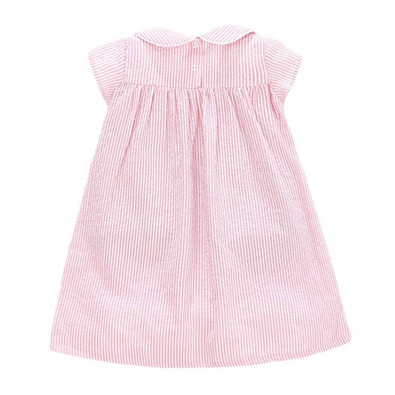 Little maven 2023 New Summer Girls Dress Pink Colors Lovely Peter Pan Collar Kids Party Dress Little Girls Fancy Dresses C250916