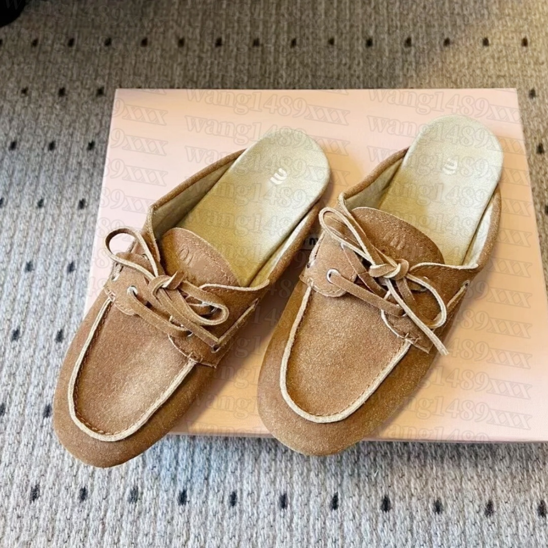 Fashion Suede Leather Designer mary jane Shoe Luxury Booties Mule Flat Shoe Womens slipper Loafers scuffers walk Casual shoe Bow Outdoor sport Moccasins Run Shoes