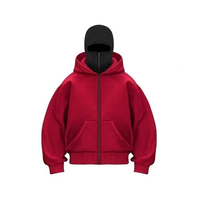 Mens Winter Hoodie with Balaclava Face Mask Zipper Sports Jacket for Outdoor Activities Hiking Travel Running Sweatshirt 250915