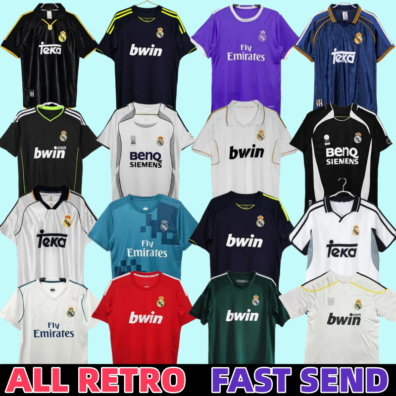 Retro Real 15 MadridS Benzema Soccer Jerseys Guti 14 15 16 17 18 Zidane Raul 94 95 96 97 98 99 00 01 02 03 04 05 Vini Jr Carlos Sergio Ramos Bale Kaka Modric football shirt