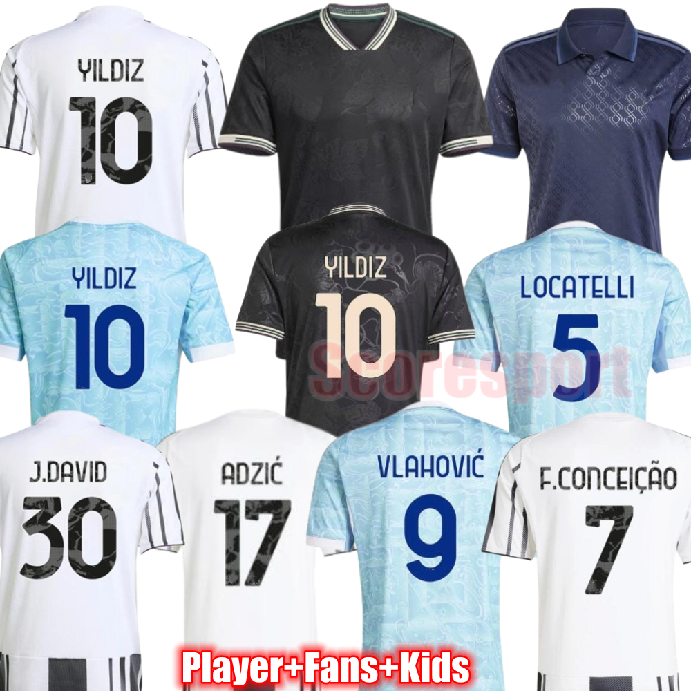 YILDIZ 3rd Black Soccer Jerseys 25 26 VLAHOVIC BREMER LOCATELLI Football Shirt Home Away DAVID ADZIC CONCEICAO Kids Football Kit 3XL 4XL