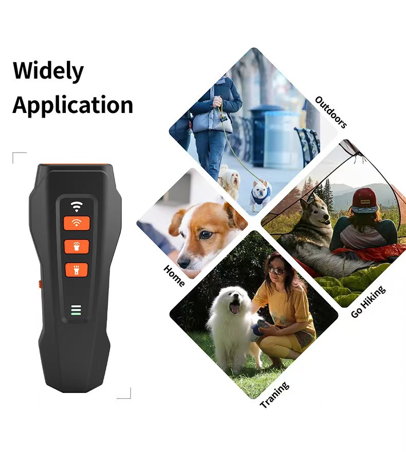 Anti-Bell Device for Dogs, Ultrasonic Dog Repellent, 3 Modes (Tone/Ultrasound/Flashlight), 9m Range, Rechargeable & Humane Dog Bell Stop Device for Sm