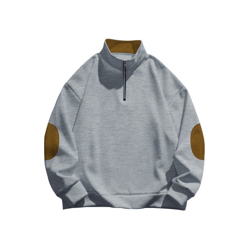 Men Contrast Patchwork Sweatshirt Mens Hoodies Casual Loose Long Sleeve Sweatshirts Autumn Male Button Stand Collar Tops European Size S-3XL