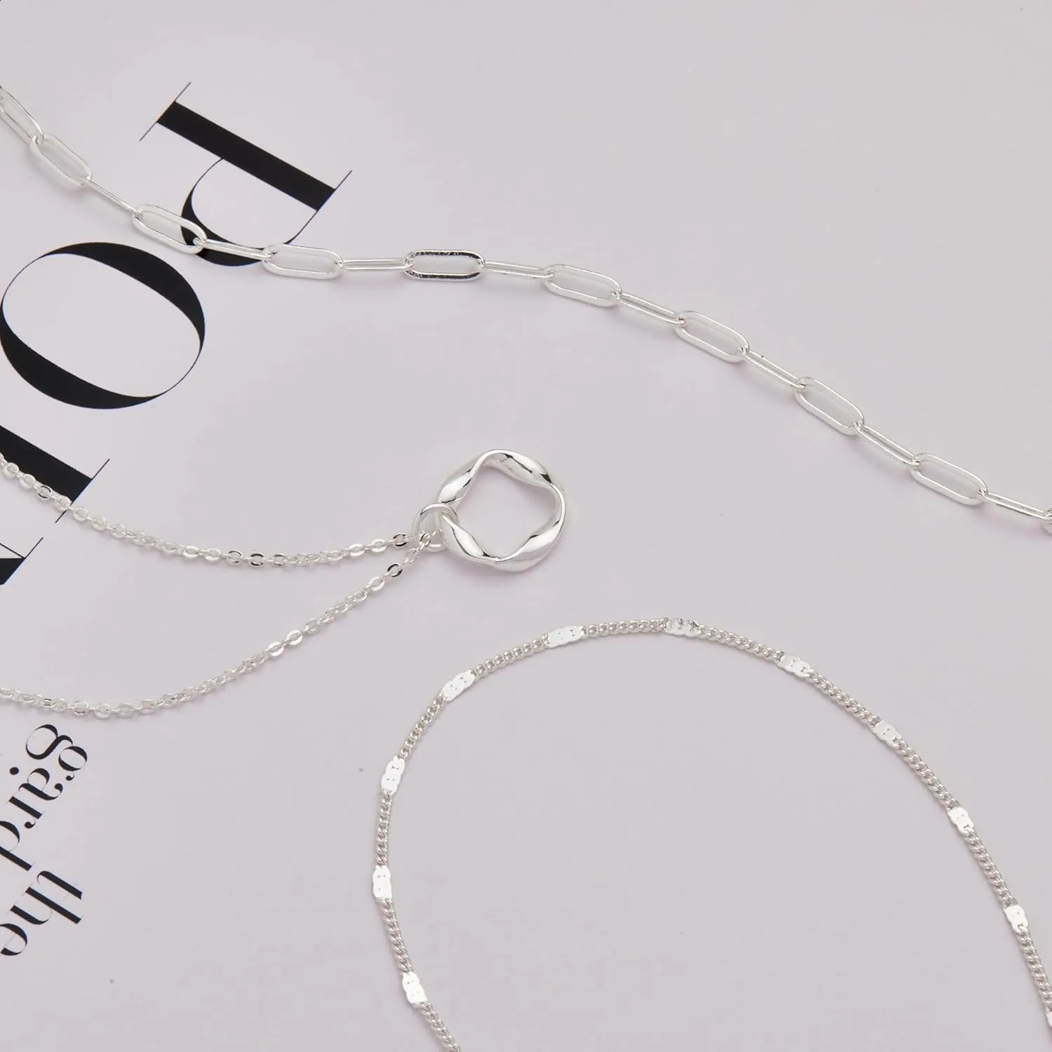 Layered Gold Necklaces for Women Stackable14K Gold Silver Plated Circle Paperclip Chain Pendant Choker Necklace Set For Woman 250915