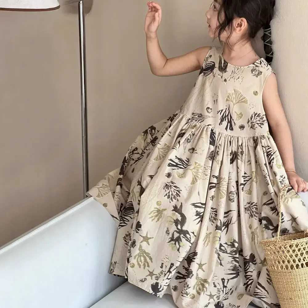 Girls Casual Dresses Floral Print Sleeveless Dress Flower Girl Dresses Kids Clothes for Girls 3 To 7 Years Toddler Girl Clothes C250916