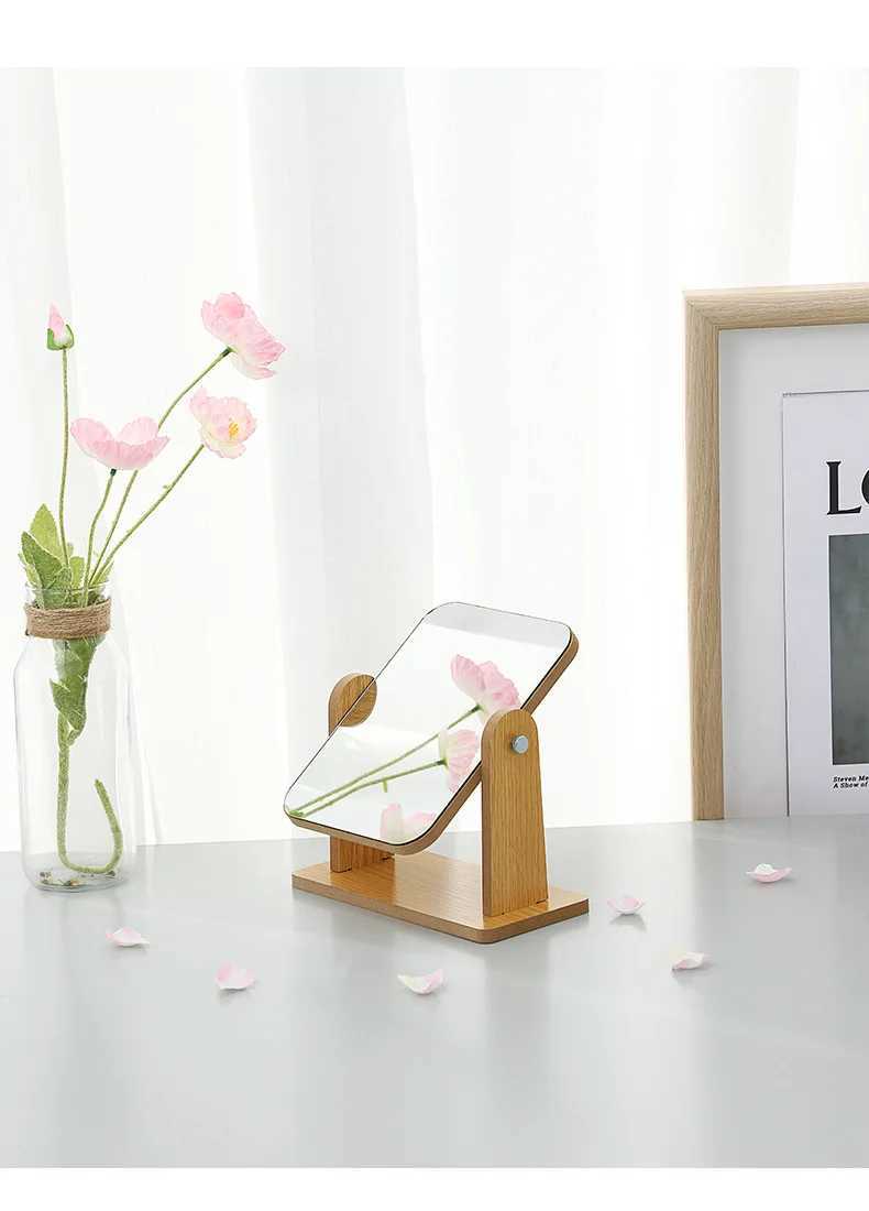 1PC Wooden Vanity Mirror Clear Personal Use Stand Angle Adjustable Makeup Base Desktop C250916
