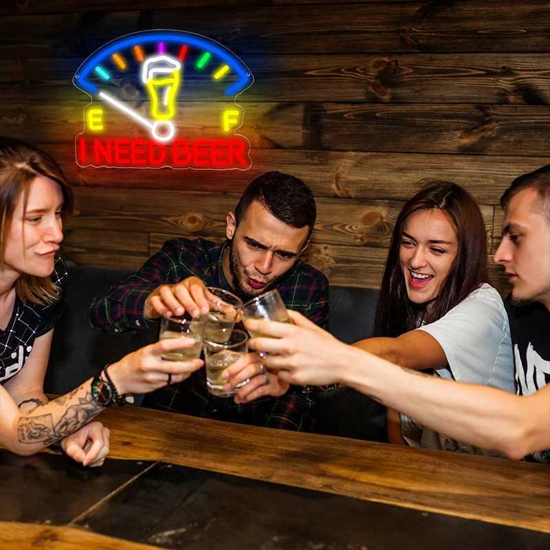 I Need Beer Neon Sign for Wall Decor Beer LED Light Bar Neon Light for Man Cave Bar Party Restaurant Christmas Birthday Gift Y250916