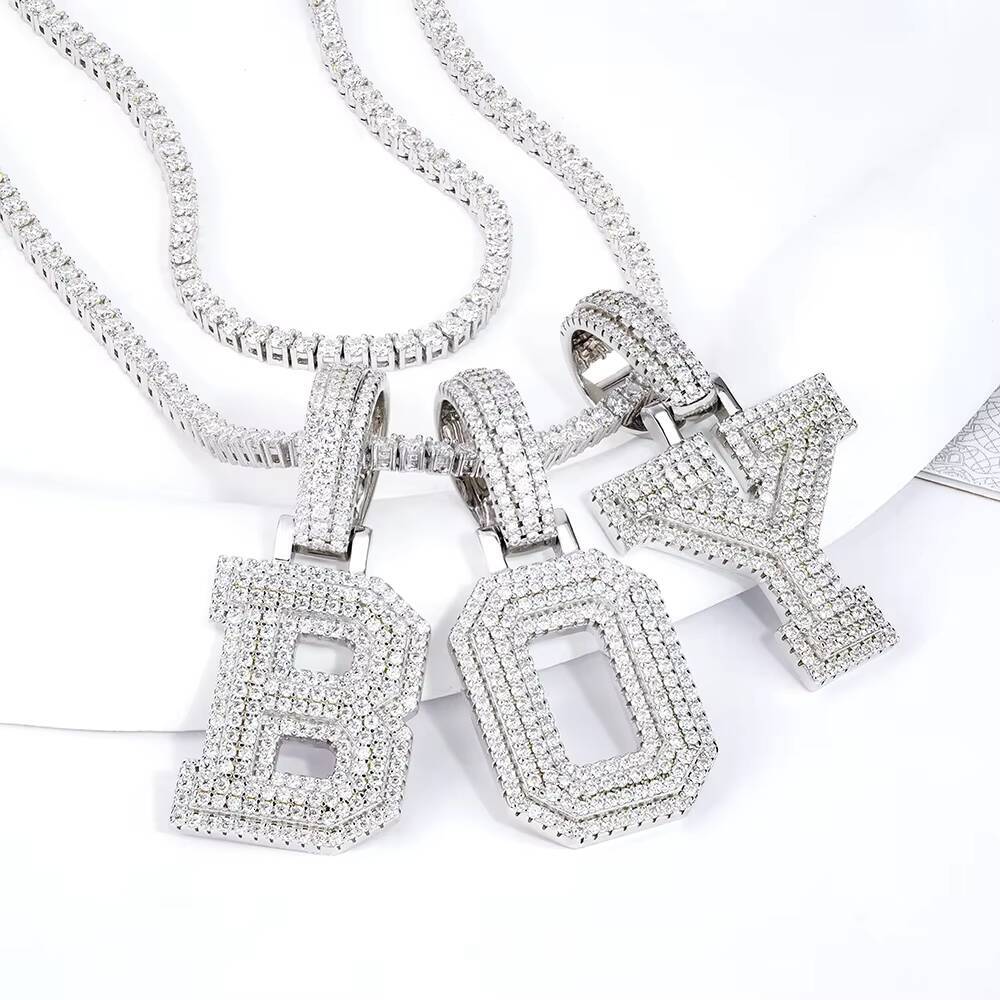 Letter Necklace S925 Sterling Silver Alphabet Necklaces Trendy Custom Name Necklace Personalized Pendant Moissanite Letters