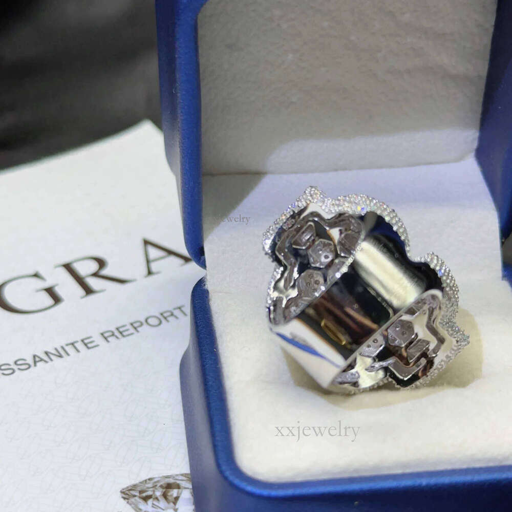 Fashion Mens Full Pave Hip Hop Iced Out USD Sterling Sier Rings Vvs Moissanite Dia Cuban Ring