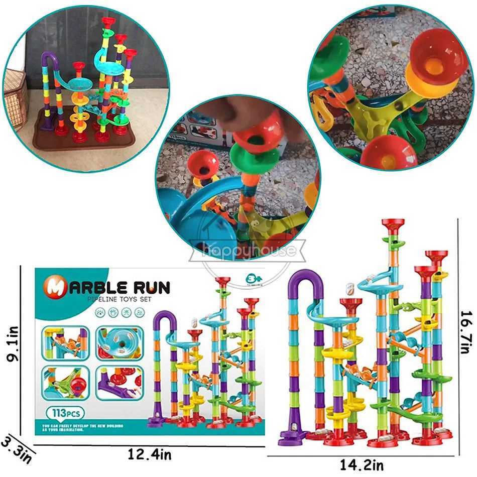 Marble Run Race Track Building Blocks Kids 3D Maze Ball Roll Toy DIY Marble Run Race Coaster Set 80105109133pc Christmas Gift C250916