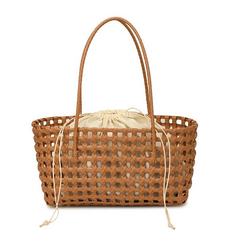 Vegetable basket women straw bags female summmer beach bag lady travel bags designer handbag handmade woven rattan bag shoulder L250916