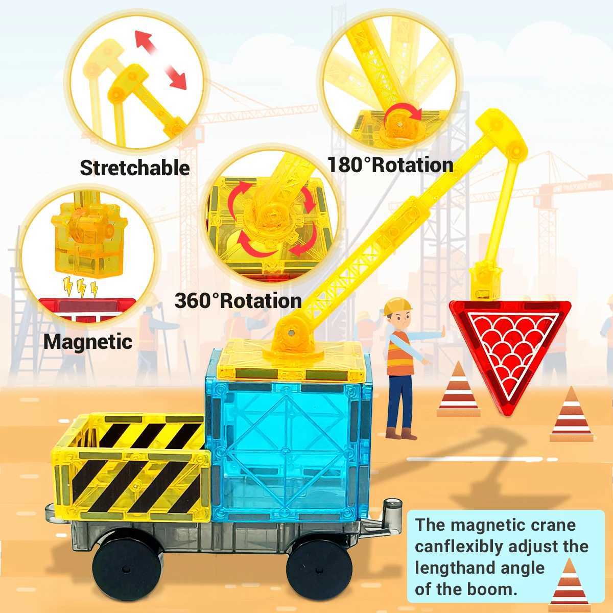 Magnetic Road Set With Car Toys Boys Girls Magnet Building Blocks Construction Toys Christmas Birthday Gifts for Toddlers C250916