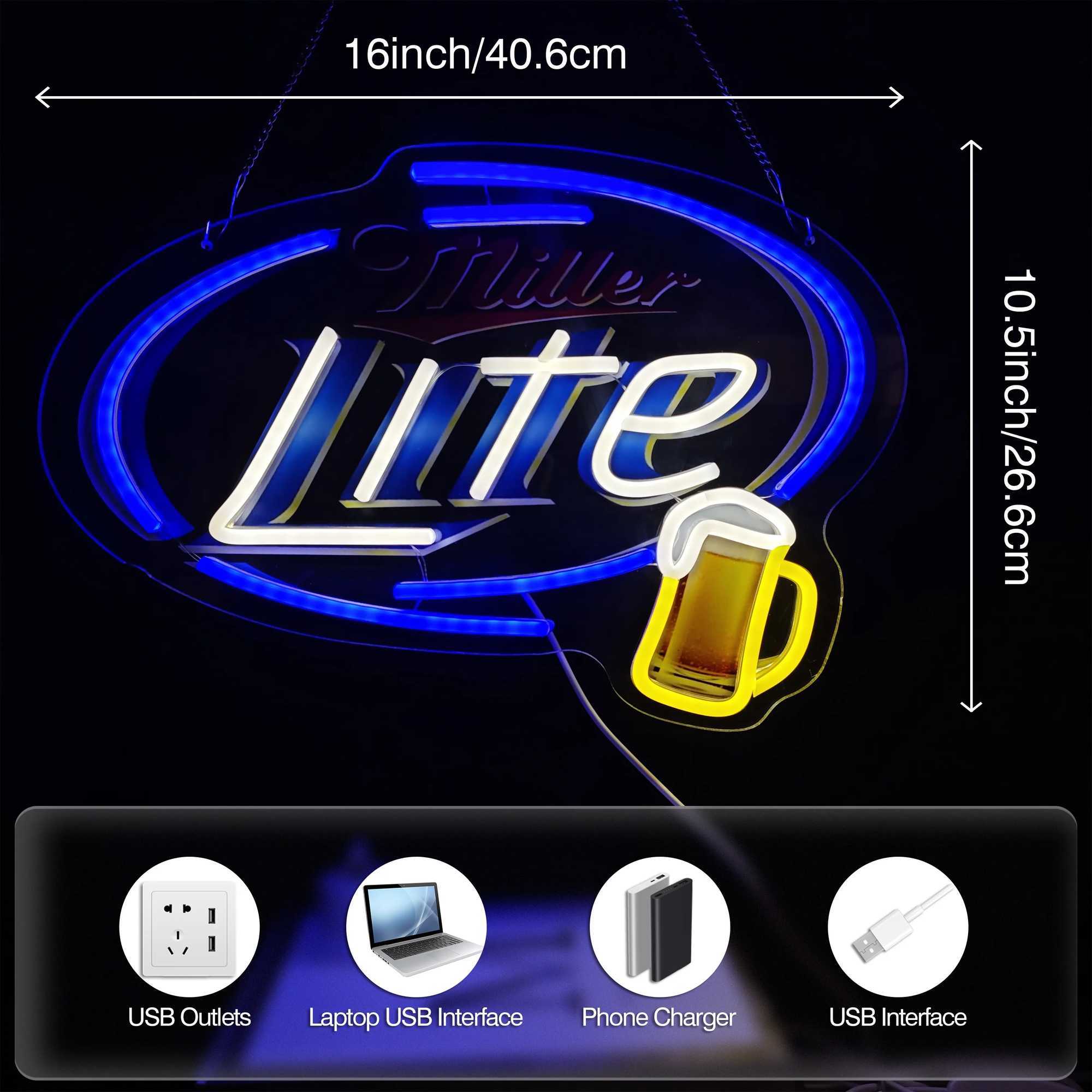 1pc Beer LED neon sign decoration board used for bedroom party bar store mens cave dimmable wall decoration neon sign Y250916