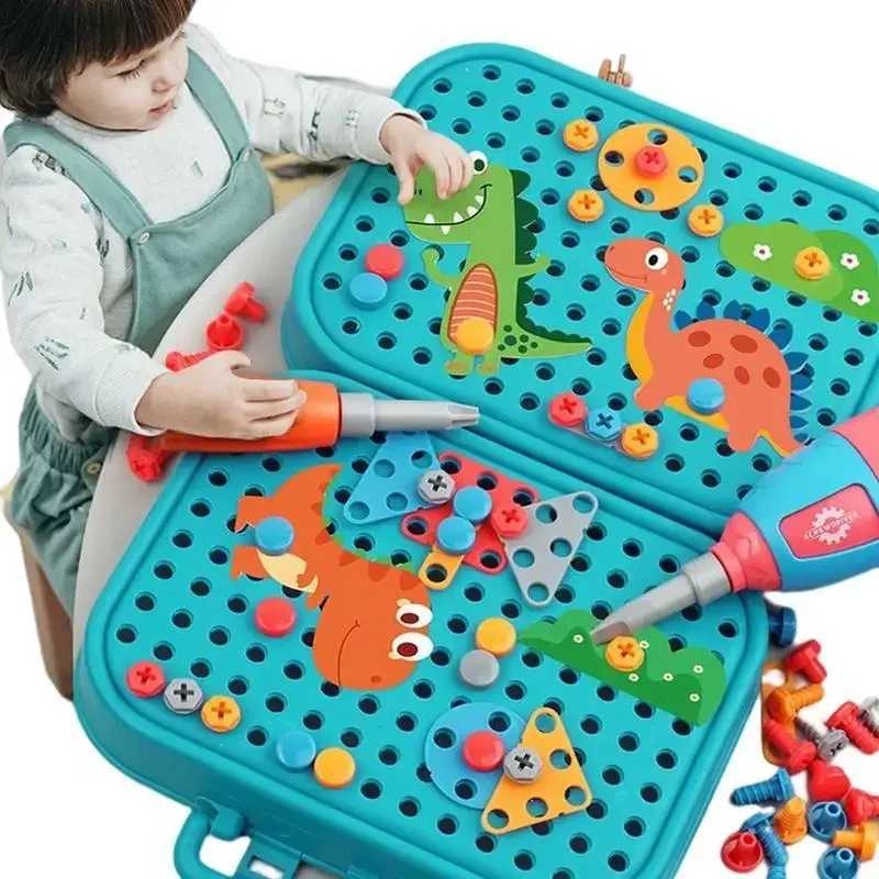 Children Toys Tool Set Electric Drill Screw Nut Puzzle Toys Pretend Play Dinosaur Drilling Assembly Educational Toys for Boys C250916