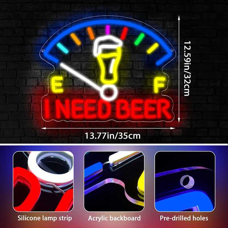 I Need Beer Neon Sign for Wall Decor Beer LED Light Bar Neon Light for Man Cave Bar Party Restaurant Christmas Birthday Gift Y250916