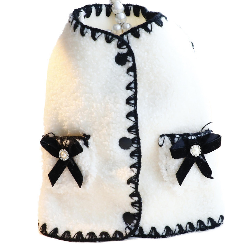 Clothes Autumn Winter Outfit Cat Princess Little Chanel Style Vest Fashion Back Open Button Small Dog Teddy Pet 6232