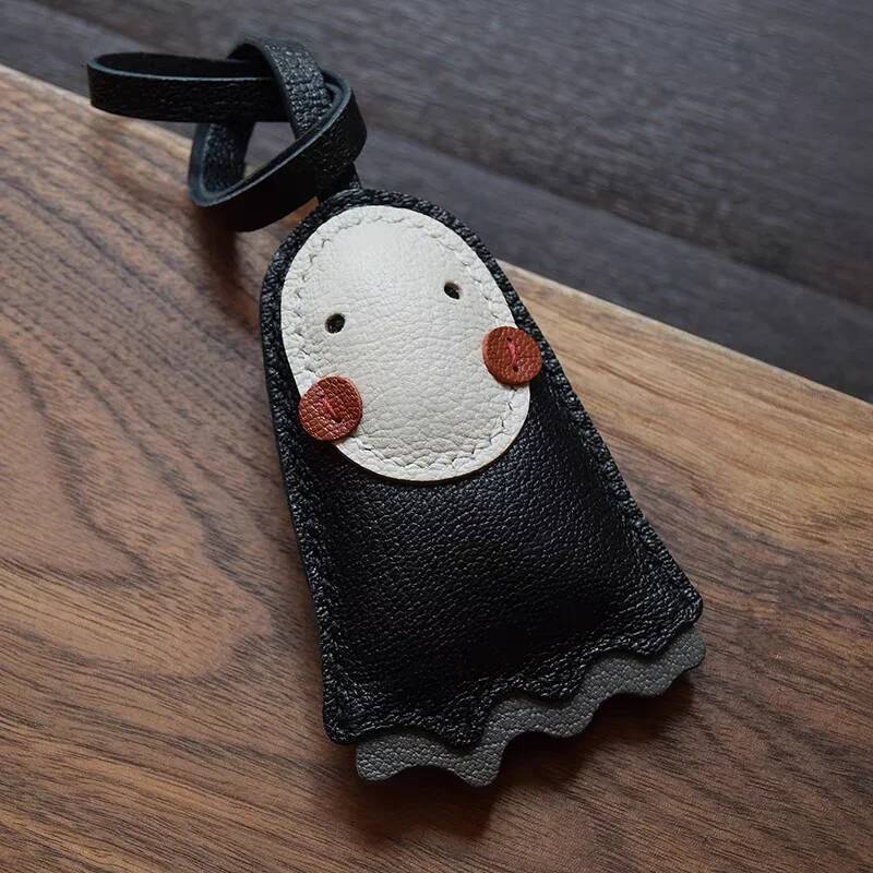 Bestseller Sheepskin Handmade Real Leather Black No Face KeyChain Gift Cute Decoration For Bags Exquisite Charm Bag Accessories Car key accessories dd