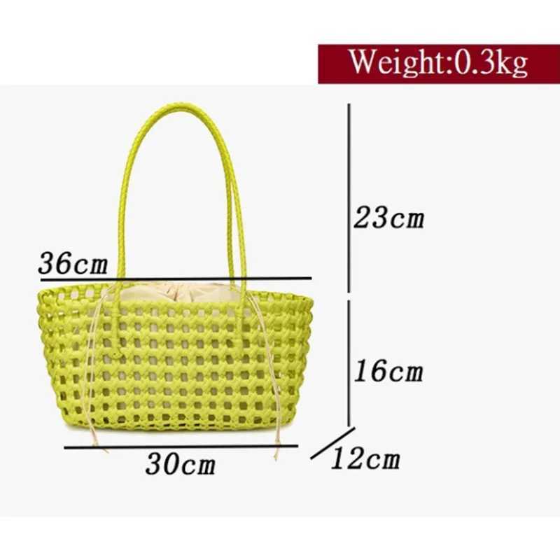 Vegetable basket women straw bags female summmer beach bag lady travel bags designer handbag handmade woven rattan bag shoulder L250916