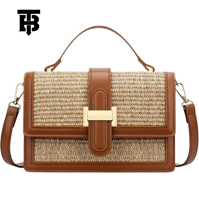 TB BHULAMTE Designer's New Woven Small Square Bag For Women Simple And Elegant Single-shoulder Crossbody Bag Beach Luxury Bag Straw Woven Bag Bam