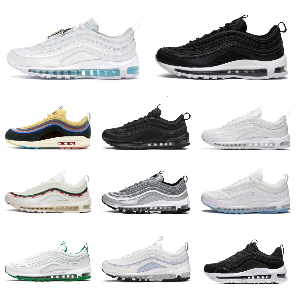 97 97s Sports Shoes Trainers Men Women MSCHFs X INRI Jesus Satan Crucifix Triple Black White Silver Outdoor Shoe Designers Olive Volt Sail Aurora Green Gym Sneakers