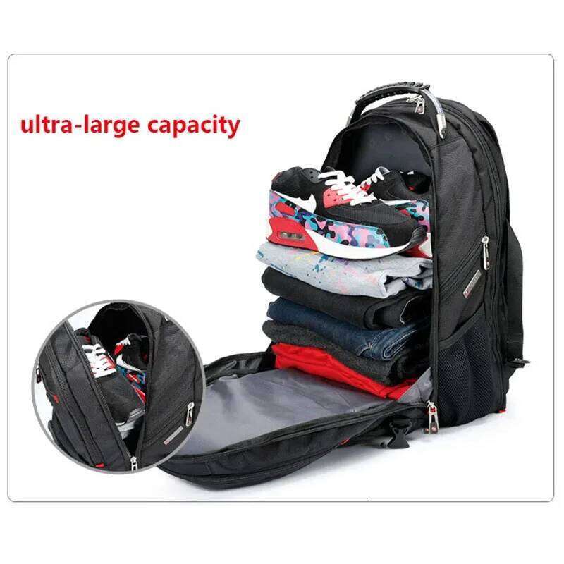 Durable Swiss 17 Inch Laptop Backpack Multifunctional Travel Bag Water Resistant with USB Charging Port College Bookbag