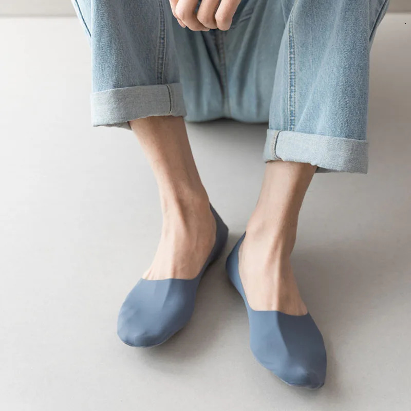 5pairs Mens Socks Cotton Breathable Summer Ultrathin No Show Ice Silk Sock Silicone Nonslip Bottom Absorb Sweat Men Boat 250915