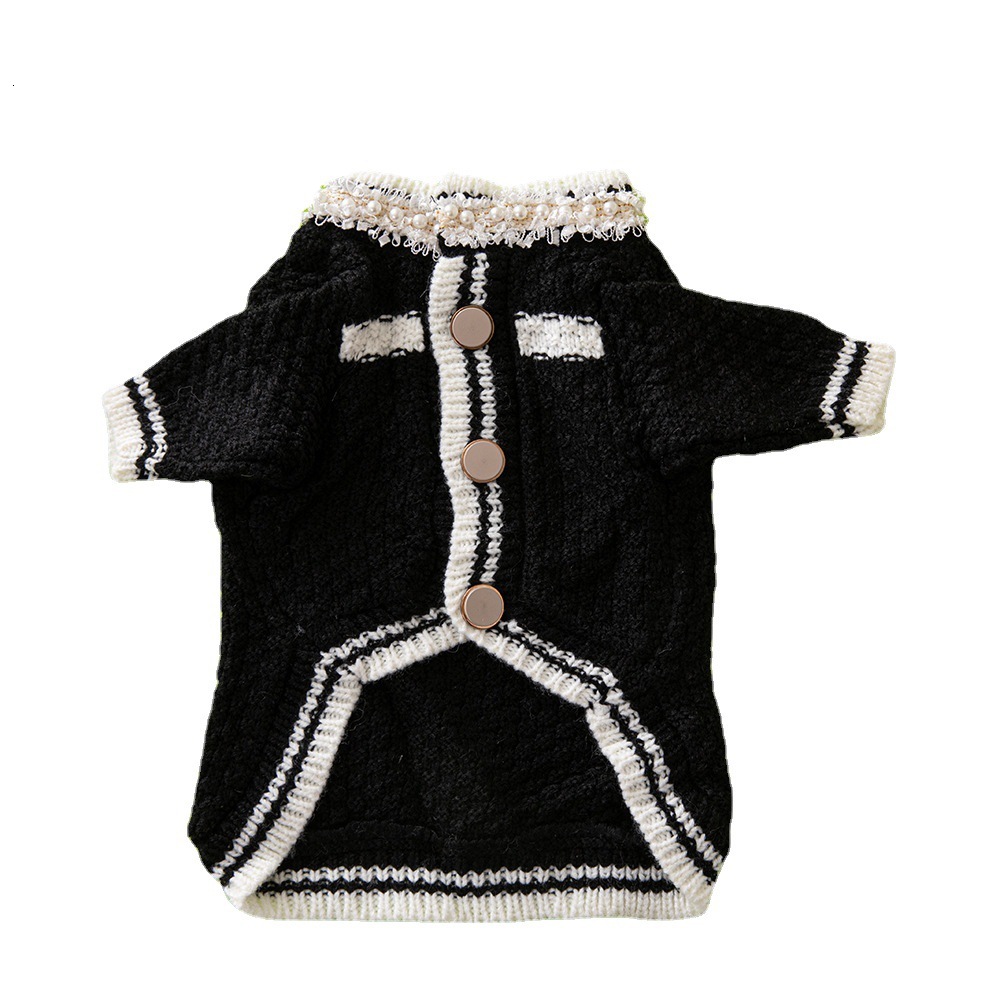 Chanel Style Pet with Brooch Fashion Trendy Brand Clothes French Bulldog Schnauzer Dog Sweater