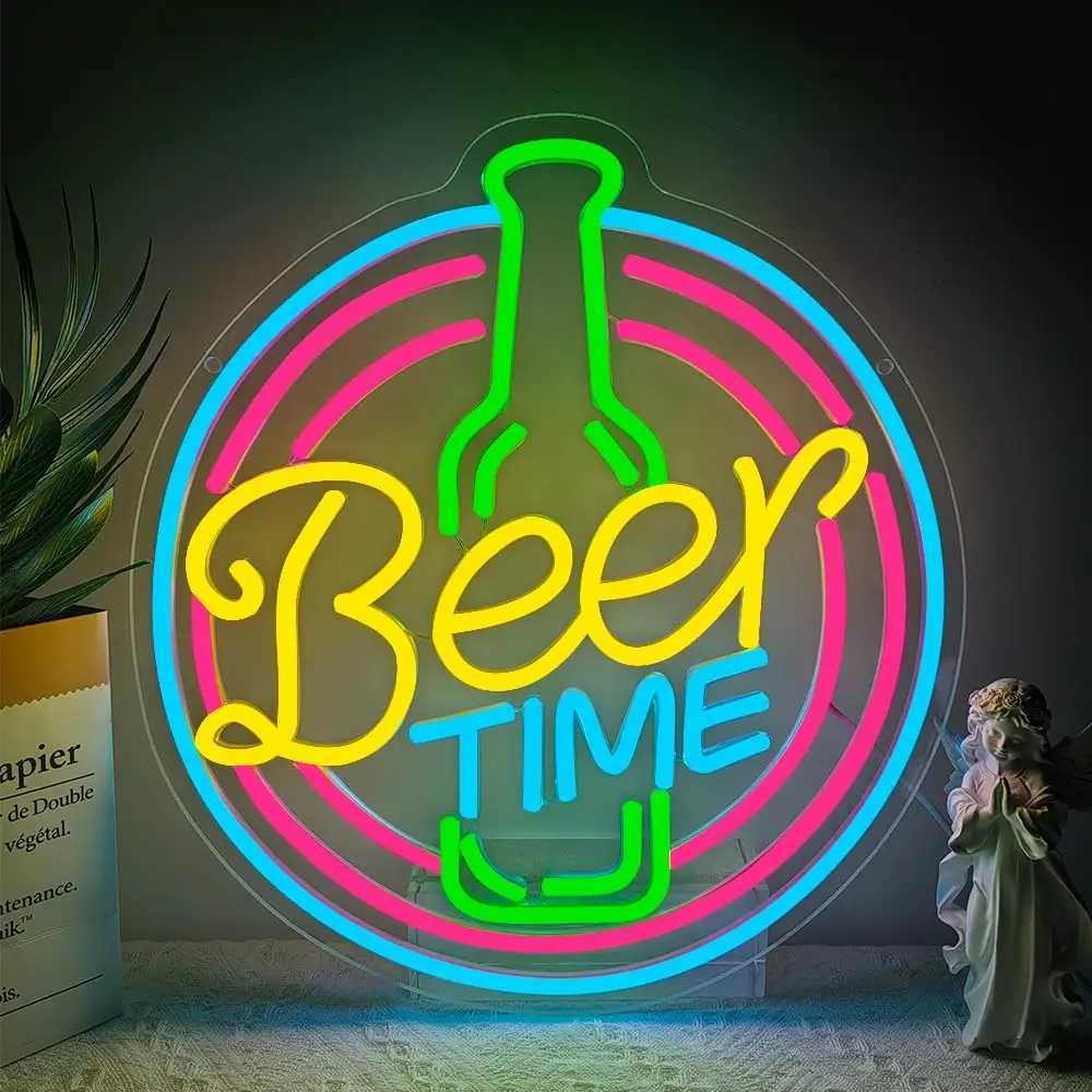 Bar Neon Sign Beer Led Sign for Wall Decor Beer Time LED Light for Home Bar Pub Night Club Man Cave Party Art Decor Gift Y250916