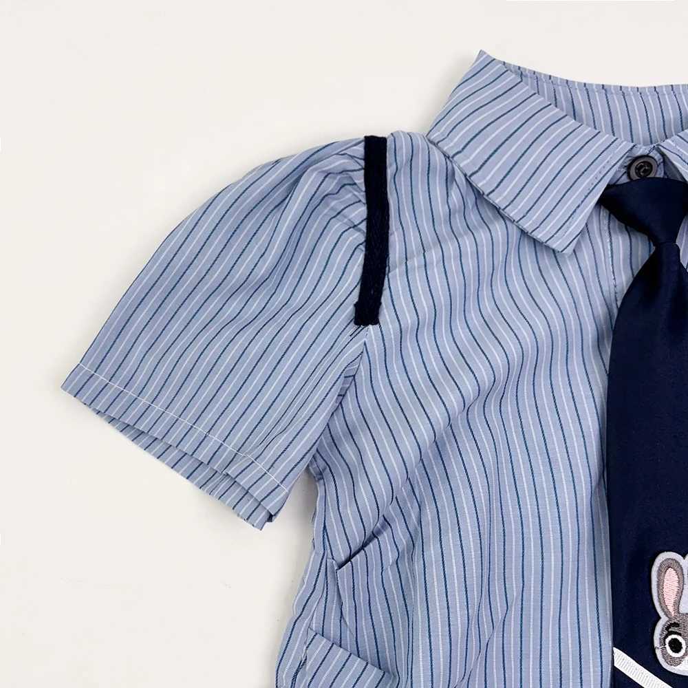 Academy Style Tie Blue Dress Kids Dresses for Girls Cartoon Bunny Striped Short Sleeved Dress Summer Girl Dress C250916