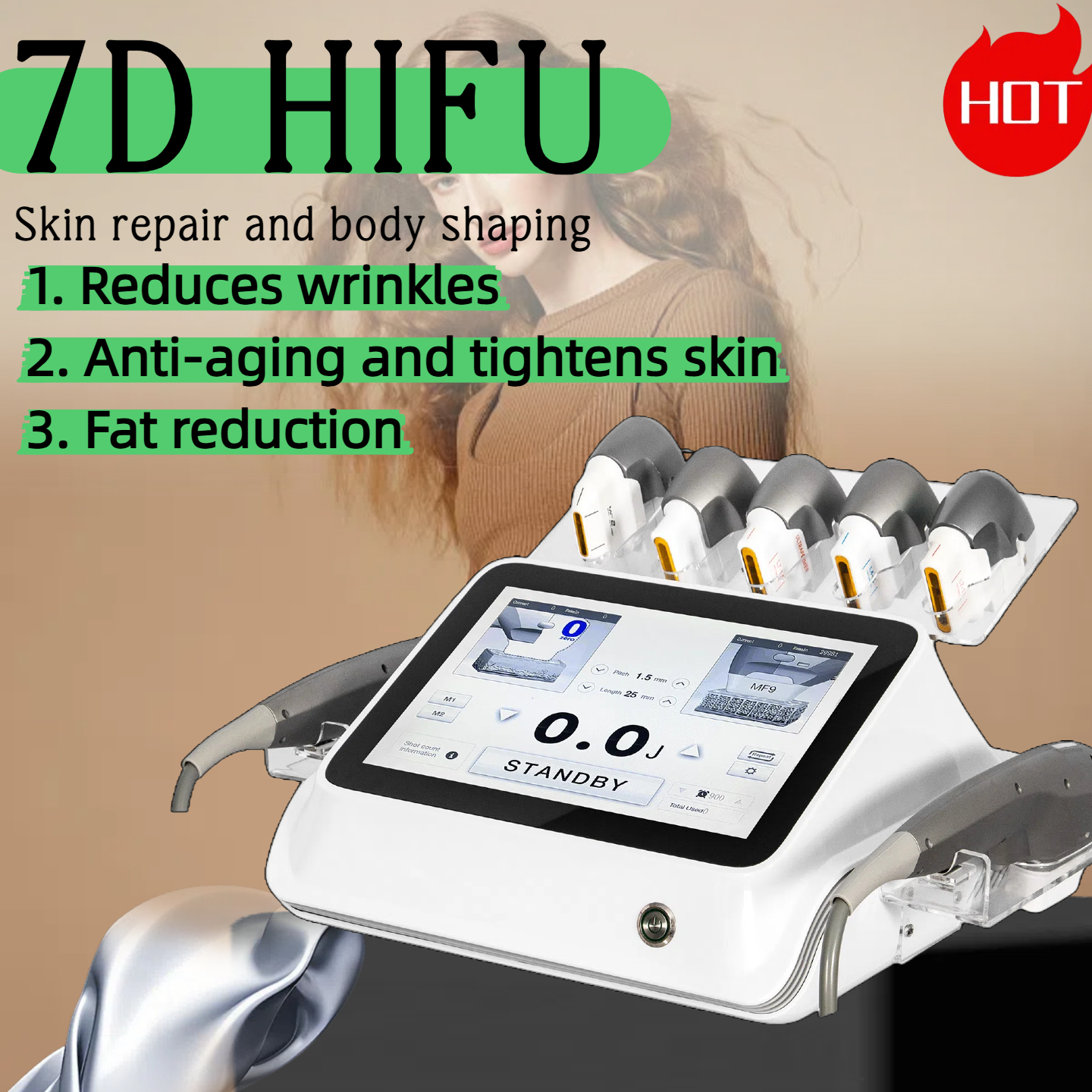 Non-invasive Portable HIFU Face Lifting Tool with Deep Tissue Tightening Technology Body Slimming Sculpting Fat Loss Machine