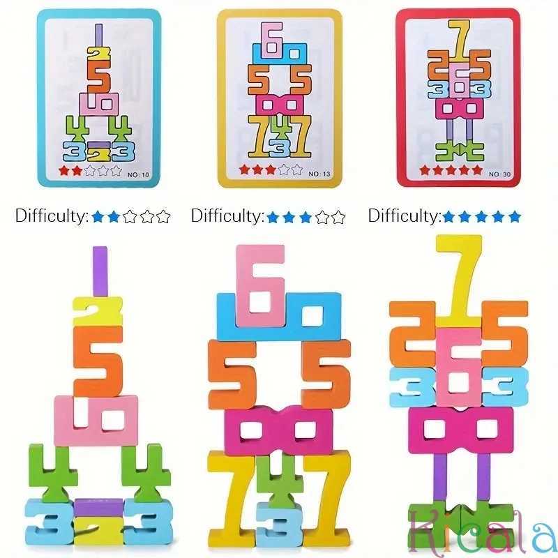 20pcs Colorful Building Blocks Wooden Toys Stacking Games Montessori Childrens Digital Cognitive Enlightenment Teaching Aids C250916