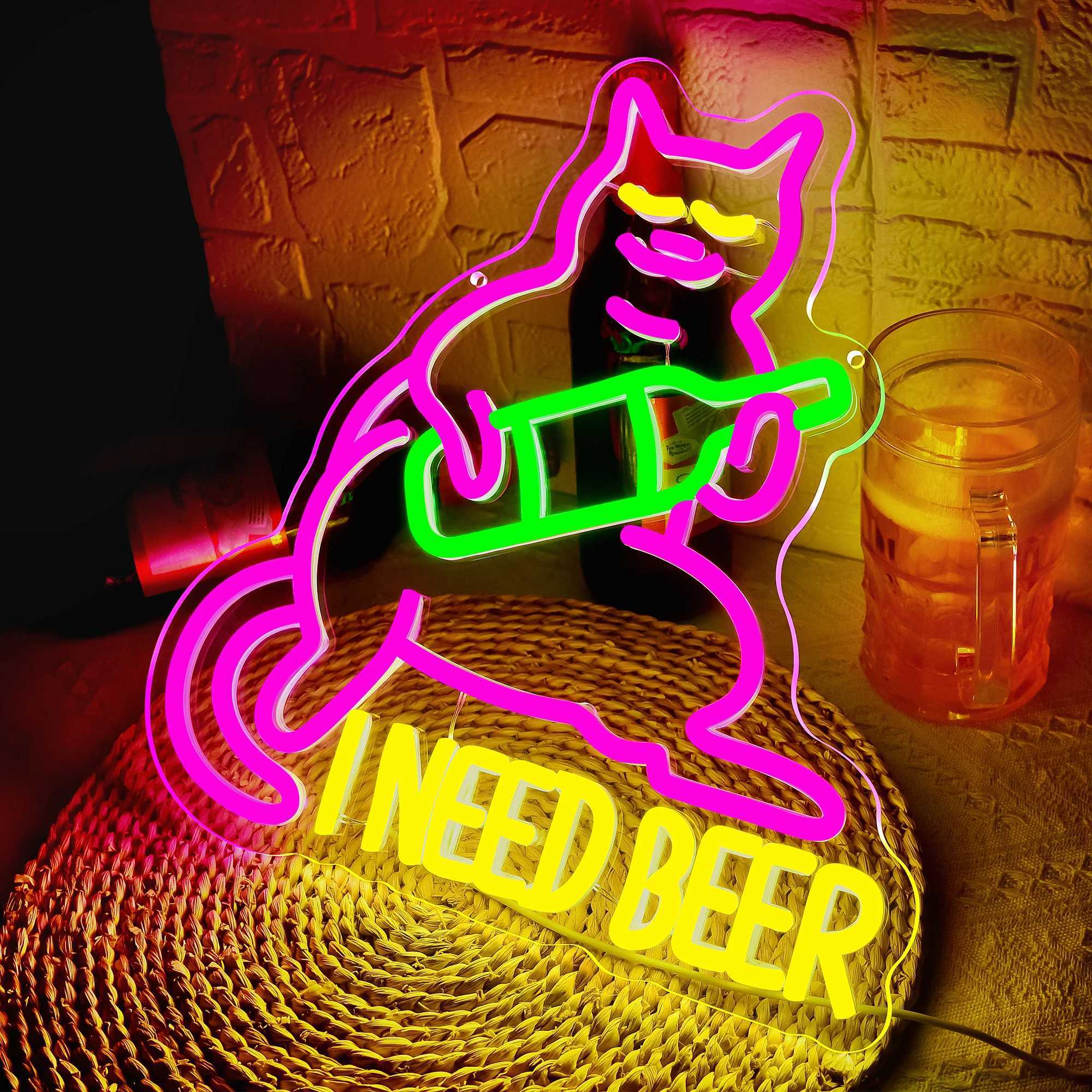 Beer Neon Sign for Wall Decor Drinking Neon Light for Man Cave Dimmable Beer LED Light Up Sign for Bar Pub Christmas Gift Y250916