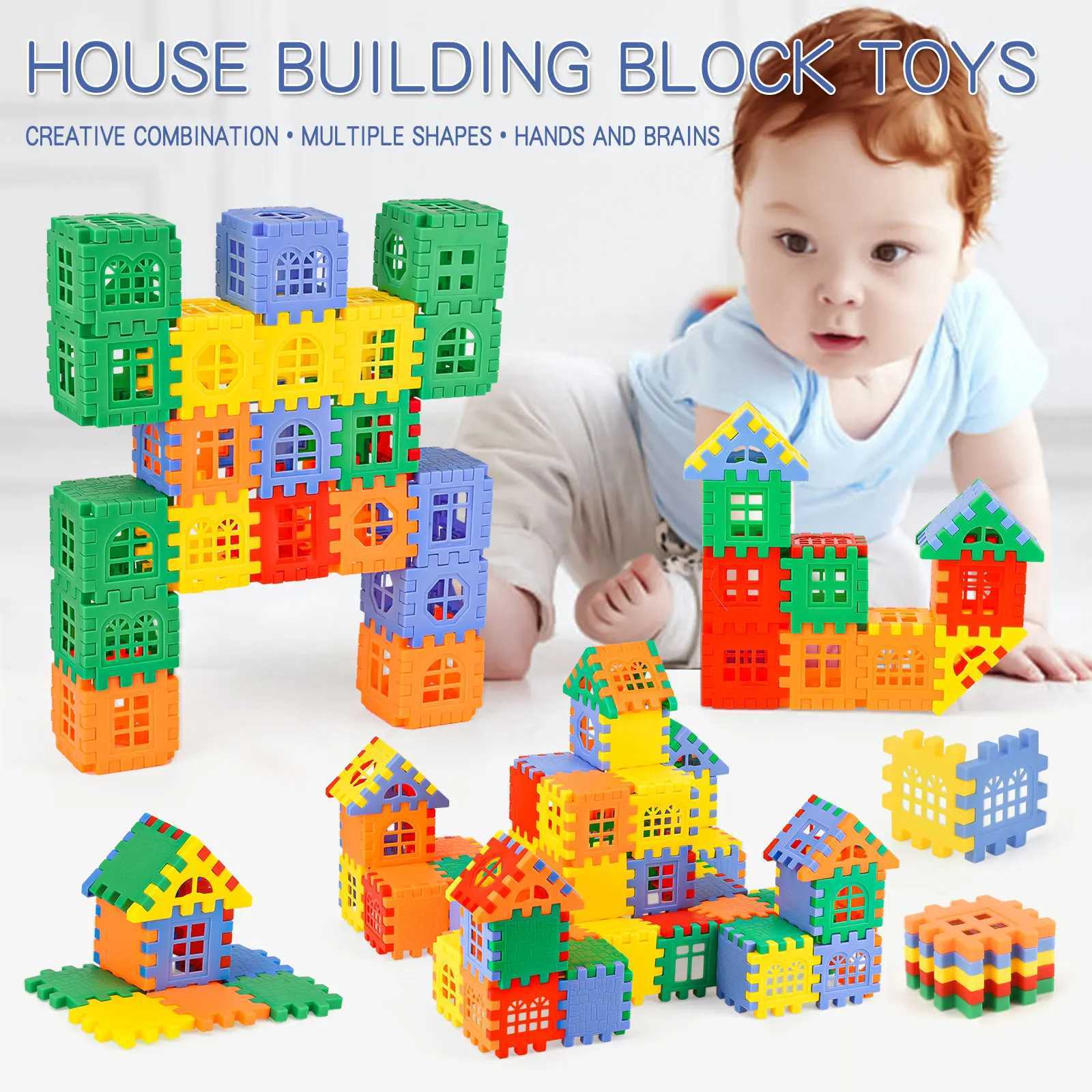 Children Building Houses Building Blocks Assembling Toys Puzzle Large Particle Blocks Wall And Window Models Puzzle 312 C250916