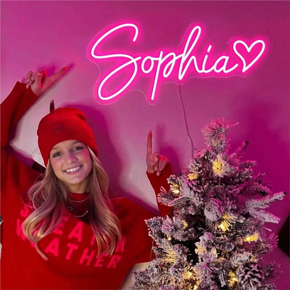 Custom Neon Led Sign Heart Name Lights Sign USB Wedding Birthday Party Wall Decorations Signboard Night Light Home Room Decor Y250916