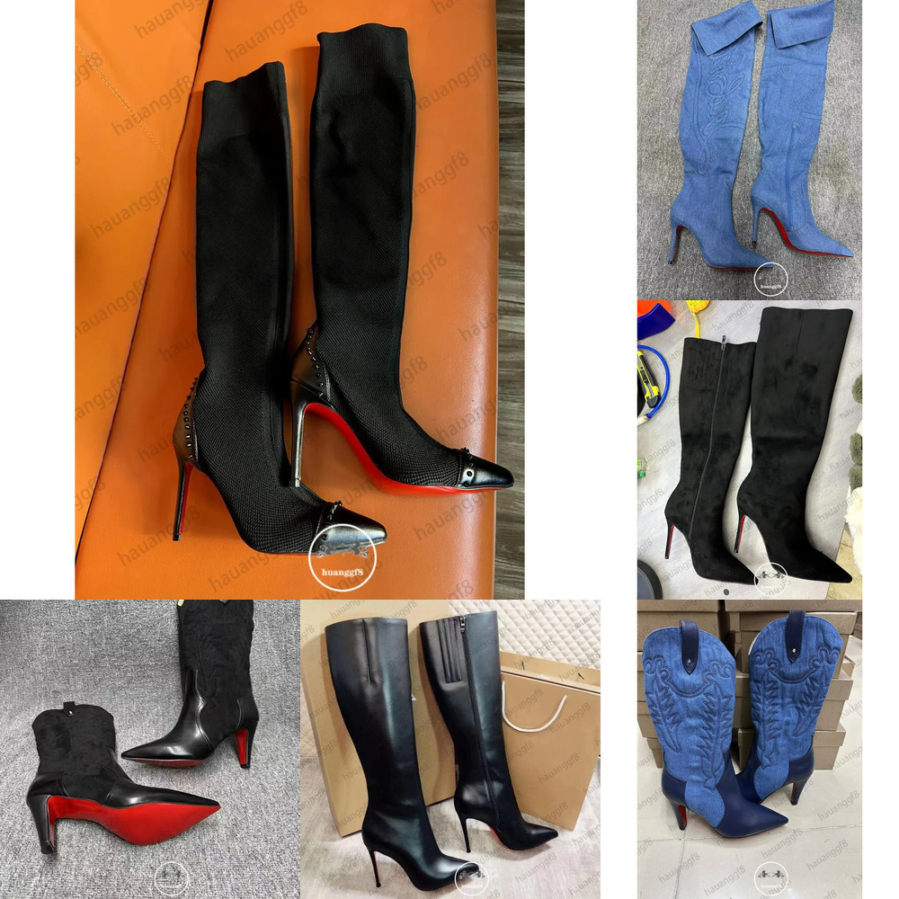 bottom over-the-knee boot for autumn and winter, available in coffee, white, and black heel deigner hoe boot deigner boot woman Martin boot. Knight 66 d3