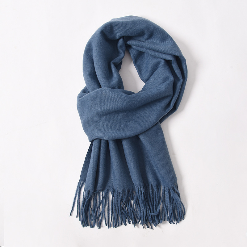 K1926 Japanese literary cotton and linen scarf women's autumn and winter all-match simple solid color long thin neck scarf