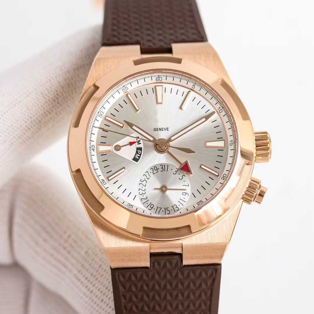 7920V Dual Time Pink Gold Mens Watch 5110DT Automatic Luxury Wristwatch Sapphire Crystal Power Reserve