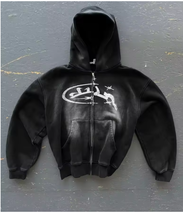 Men's Hoodies Divin by DIVIN New Street Zipper Hoodie Men s Original Retro Embroidery Washed Long Sleeve Coat men's High Street Hip Hop Goth