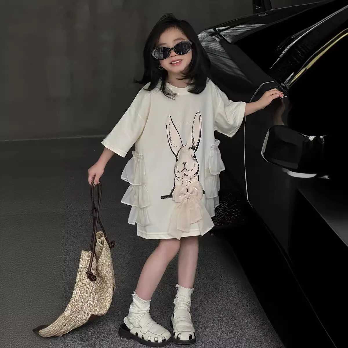 Girls Dress 2025 Summer Dress New Little Girl Tide Cool TShirt Dress Summer Yangqi Hundred with Middle and Large Childrens Top C250916