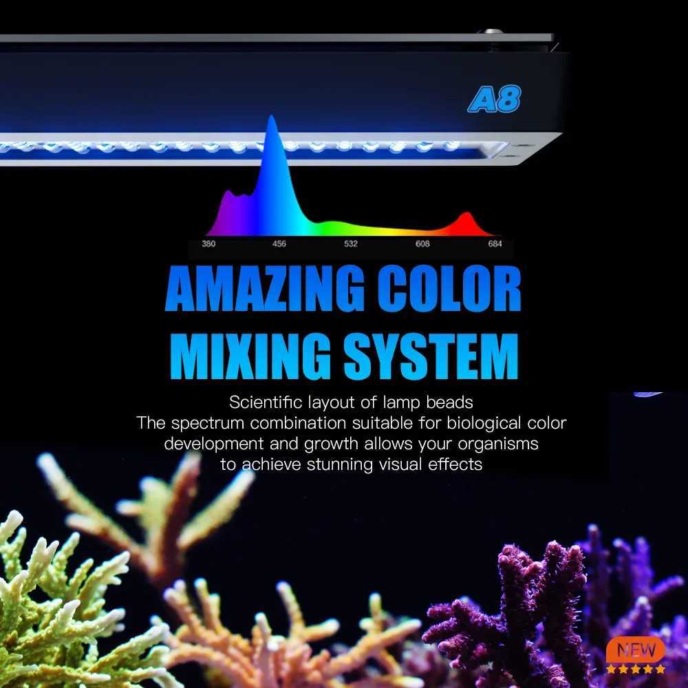 AIPAI A8 Pro II MaxBlue 240W s LED Beads Full Spectrum WIFI 8 Channels Marine Coral Reef Professional Aquarium Light W250916