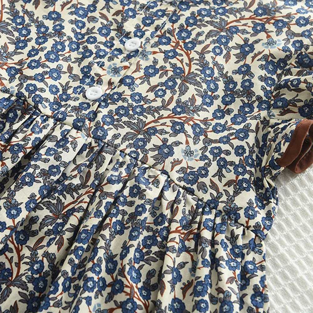 Bear Leader Summer Flying Sleeve Round Neck Girls Princess Dress 37 Years Flower Kids Clothes with Button C250916