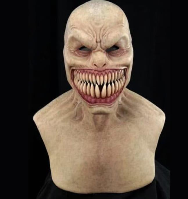 Horror Sharp Teeth Masks Big Mouth Teeth Chompers Cosplay Creepy Monster Latex Mask Halloween Monster Masque Scary Costume Props