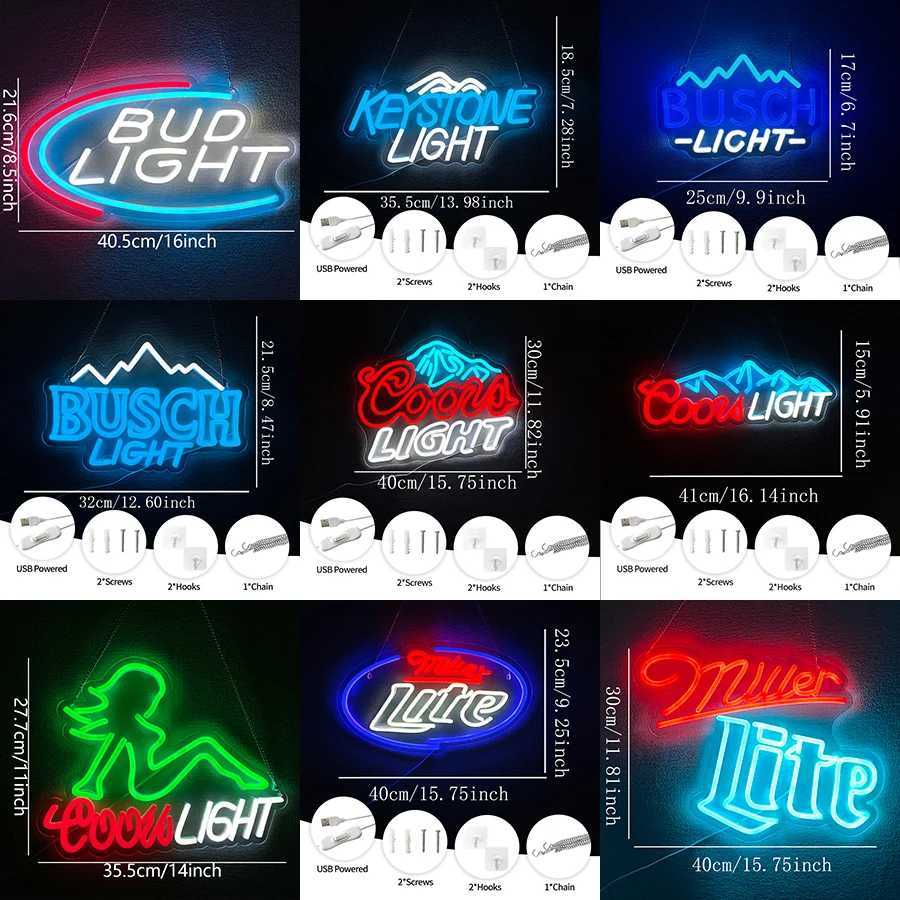 Coors Light Neon Signs for Wall DecorBuschBudKeystone Neon Lights for BedroomMan Cave Bar Pub Restaurant Party Decor Y250916