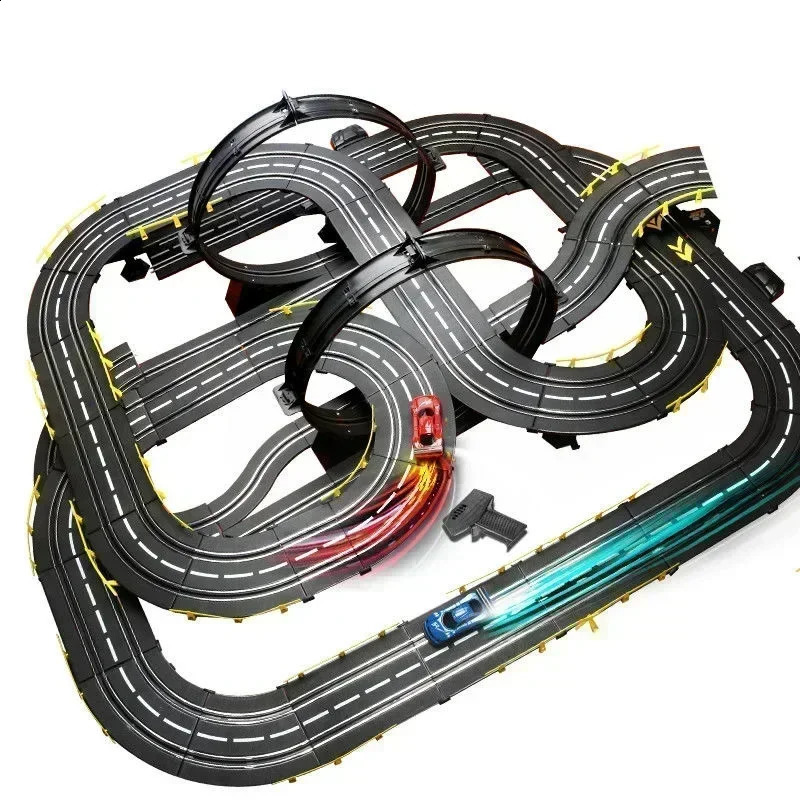 143 Electric Rail Car Double Remote Control Racing Track Toy Autorama Circuit Voiture Railway Slot Race 250916