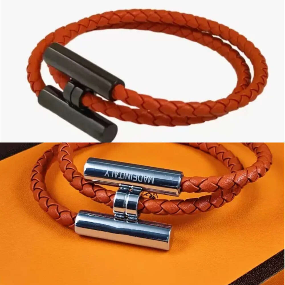 Chic Orange Leather Rope Wristband Women Bracelet H Designer Jewelry Fashion Youth hand chain Charm 2 Mens Womens Braceletsbracelet