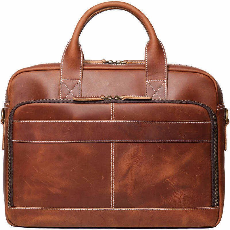 new genuine mens handbag crazy horse leather womens shoulder crossbody briefcase large capacity laptop bag