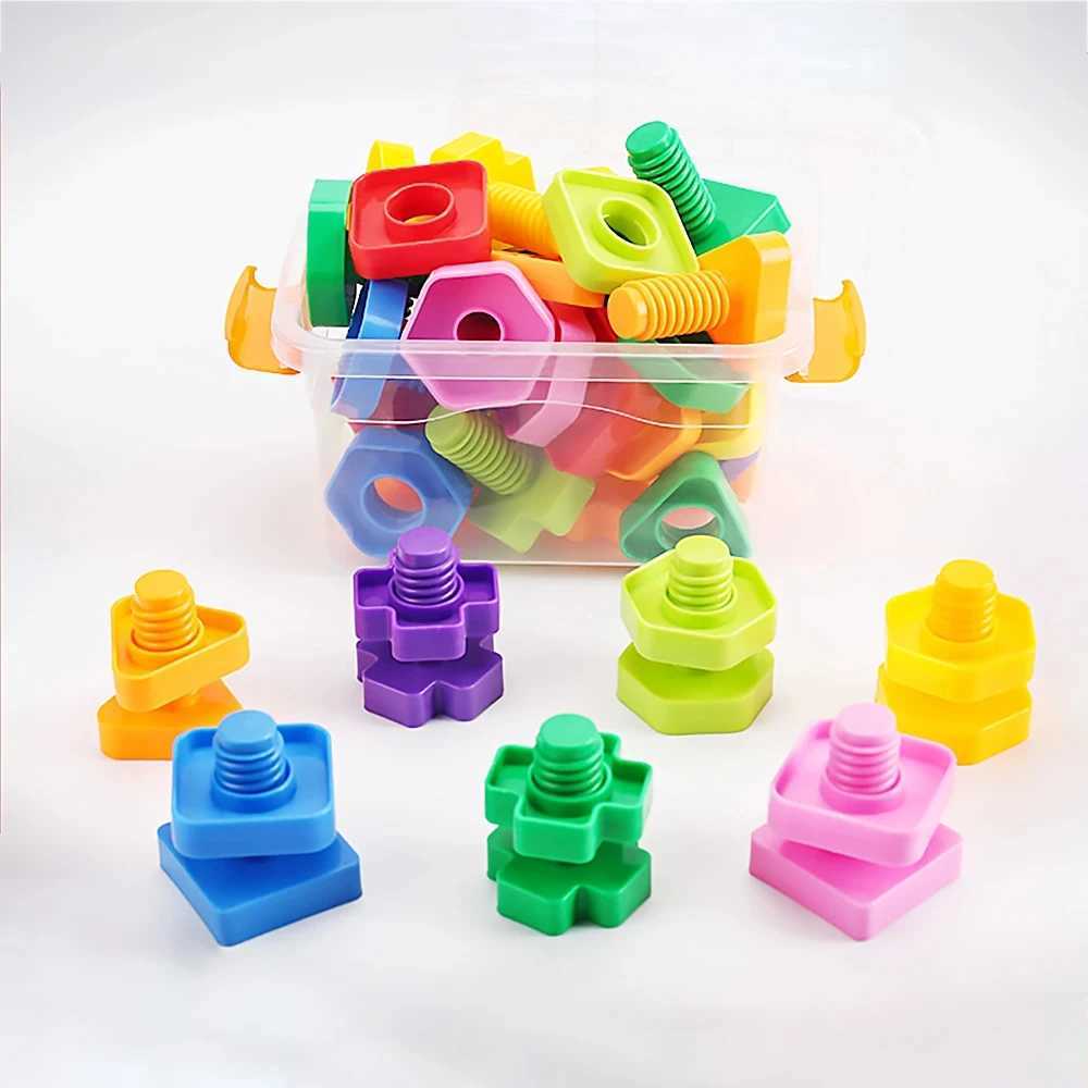 1020pcs Set Screwing Building Blocks Creative Mosaic Puzzle Toys for Children Plastic Insert Nut Shape Boys Educational Toy C250916