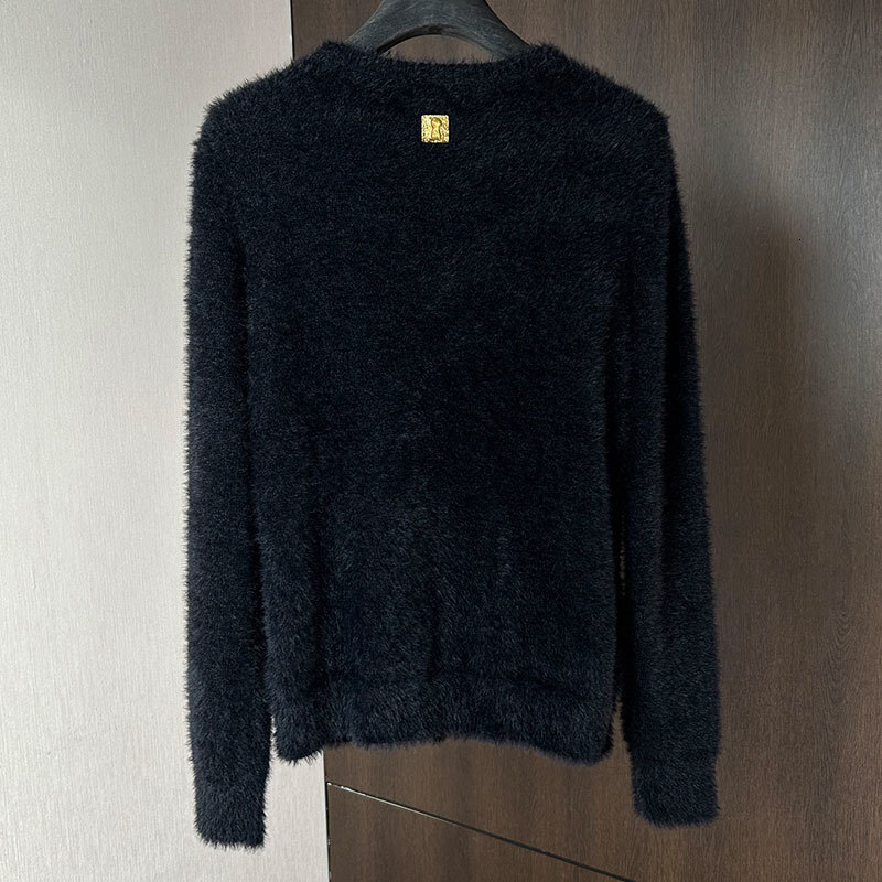 Luxury Y2K Designer Vintage Loose Women's Black Long Sleeve Cardigan V-Neck Shoulder Pads Metal Buttons Sweater Coat Paris Runway Fall New Fashio