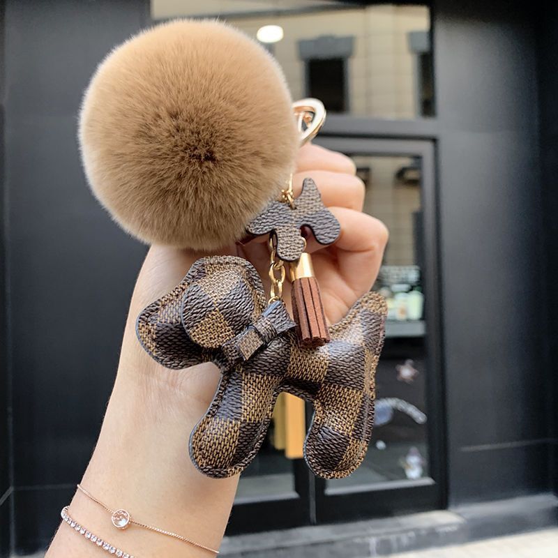 Bestseller Key Car Puppy Creative Keychain Female Internet Celebrity High-end Bag Pendant Leather Personalized Couple ddmytues